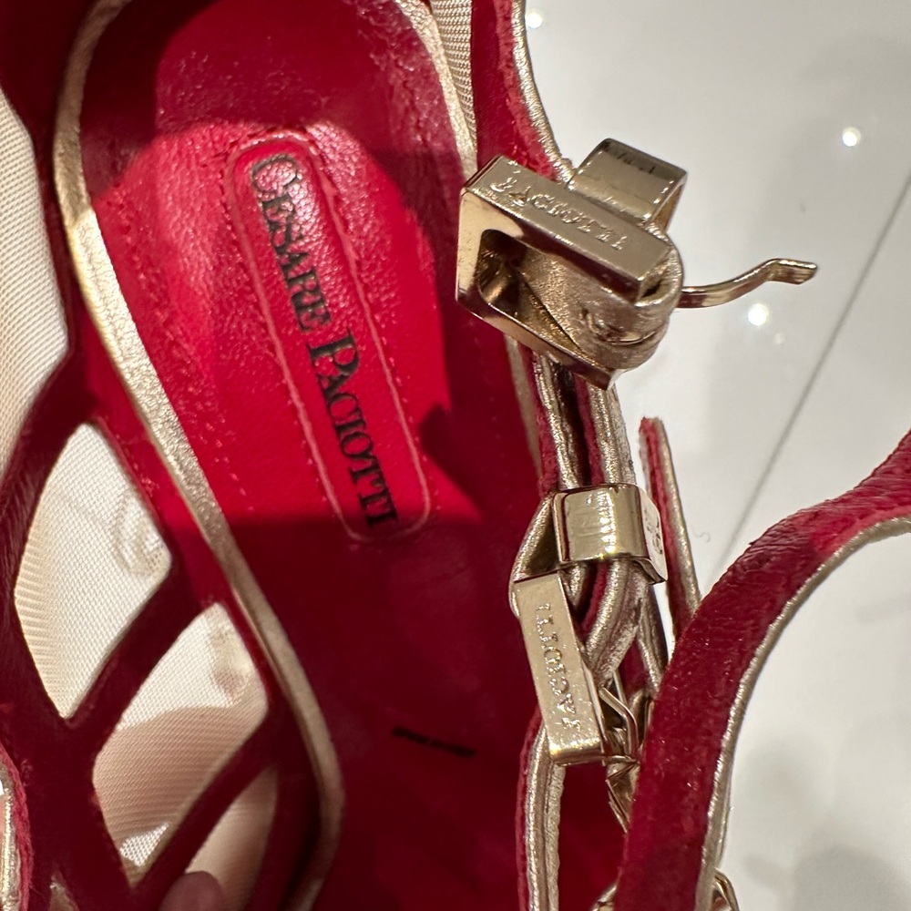 Cesare Paciotti Gold Strappy sandals heels pumps shoes size 8 - Picture 8 of 9